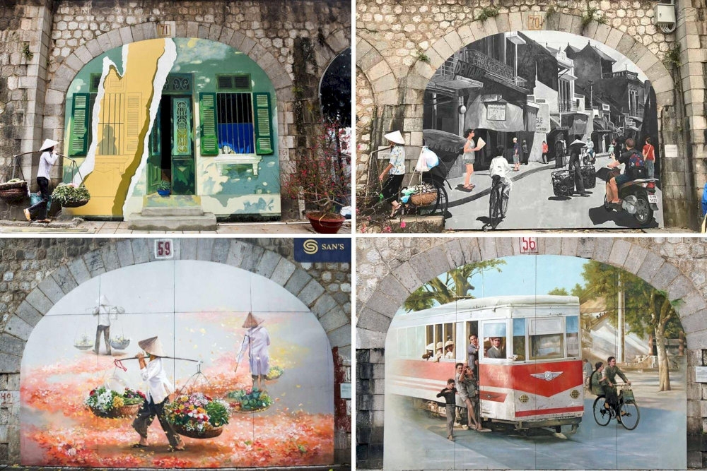 The mural paintings along the street reflect the simple, rustic life of old Hanoi (Source: Internet)